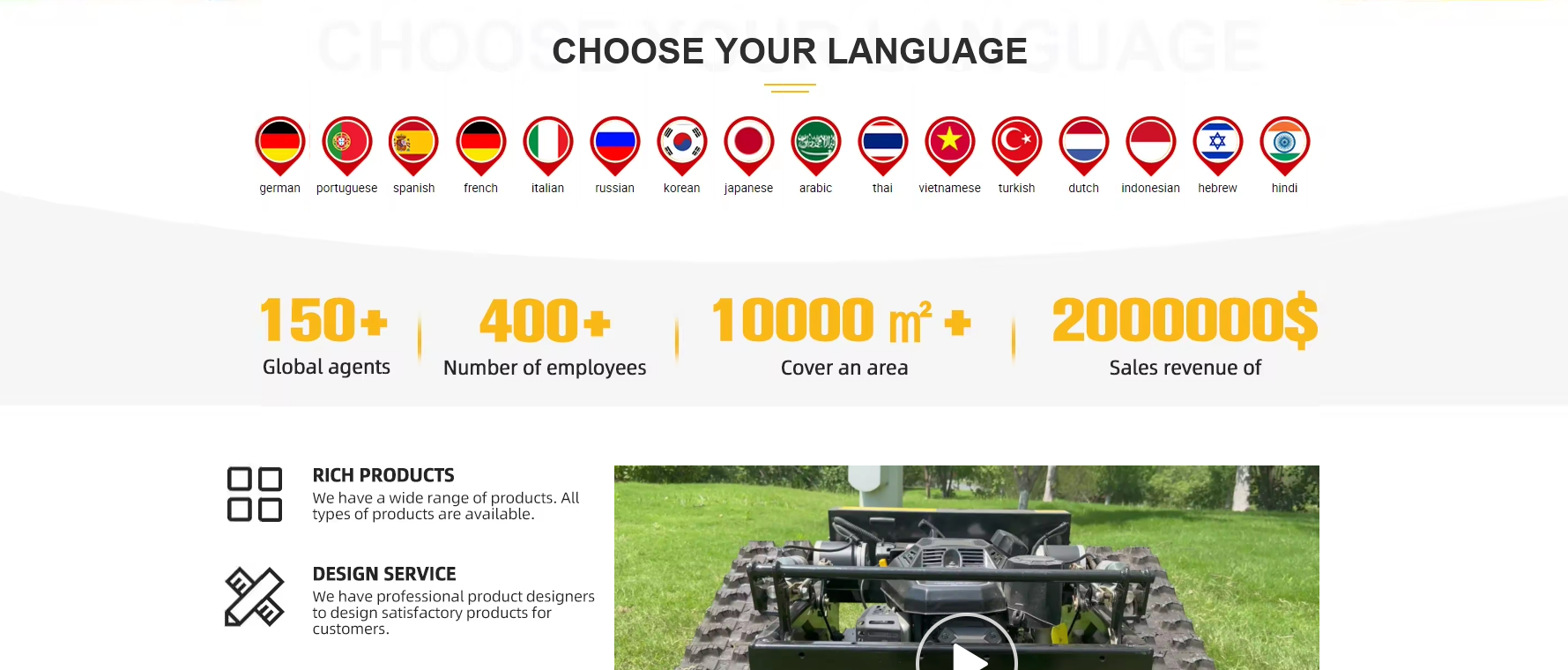Language, metrics, video and product category